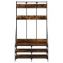 Coat rack with smoked oak shoe rack 100x40x184 cm by , Dresser Organizers and Bar Hangers - Ref: Foro24-837839, Price: 97,57 ...