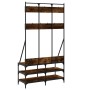 Coat rack with smoked oak shoe rack 100x40x184 cm by , Dresser Organizers and Bar Hangers - Ref: Foro24-837839, Price: 97,57 ...