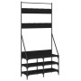 Black coat rack with shoe rack 90x34x184 cm by , Dresser Organizers and Bar Hangers - Ref: Foro24-837832, Price: 68,67 €, Dis...