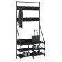 Black coat rack with shoe rack 90x34x184 cm by , Dresser Organizers and Bar Hangers - Ref: Foro24-837832, Price: 68,67 €, Dis...