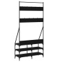 Black coat rack with shoe rack 90x34x184 cm by , Dresser Organizers and Bar Hangers - Ref: Foro24-837832, Price: 68,67 €, Dis...