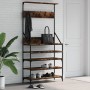 Coat rack with smoked oak shoe rack 90x34x184 cm by , Dresser Organizers and Bar Hangers - Ref: Foro24-837879, Price: 98,53 €...