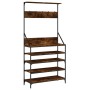 Coat rack with smoked oak shoe rack 90x34x184 cm by , Dresser Organizers and Bar Hangers - Ref: Foro24-837879, Price: 98,53 €...