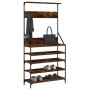 Coat rack with smoked oak shoe rack 90x34x184 cm by , Dresser Organizers and Bar Hangers - Ref: Foro24-837879, Price: 98,53 €...