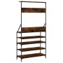 Coat rack with smoked oak shoe rack 90x34x184 cm by , Dresser Organizers and Bar Hangers - Ref: Foro24-837879, Price: 98,53 €...