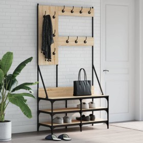 Coat rack with Sonoma oak shoe rack 100x40x184 cm by , Dresser Organizers and Bar Hangers - Ref: Foro24-837853, Price: 97,99 ...