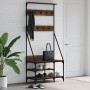 Coat rack with brown oak shoe rack 80x40x184 cm by , Dresser Organizers and Bar Hangers - Ref: Foro24-837866, Price: 85,20 €,...