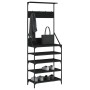 Black coat rack with shoe rack 70x34x184 cm by , Dresser Organizers and Bar Hangers - Ref: Foro24-837872, Price: 93,99 €, Dis...