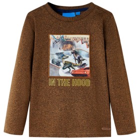 Camiseta infantil de manga larga color coñac mélange 128 de , Camisetas para niños - Ref: Foro24-12832, Precio: 9,81 €, Descu...