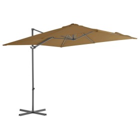 Cantilever umbrella with steel post in gray taupe, 250x250 cm. by vidaXL, Umbrellas - Ref: Foro24-44627, Price: 82,99 €, Disc...