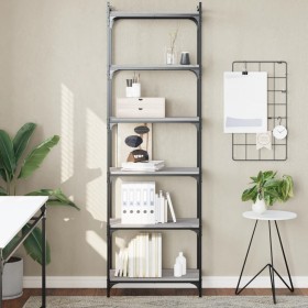 Bookstore 6 shelves wood engineering gray Sonoma 60x30x188 cm by , Bookcases and shelves - Ref: Foro24-837665, Price: 70,75 €...