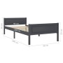 Solid gray pine wood bed frame 90x200 cm