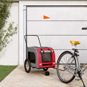 Pet Bicycle Trailer Iron Oxford Cloth Red Gray by , pet strollers - Ref: Foro24-93852, Price: 100,99 €, Discount: %