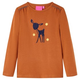 Camiseta infantil de manga larga color coñac 92 de , Camisetas para niños - Ref: Foro24-13524, Precio: 9,99 €, Descuento: %