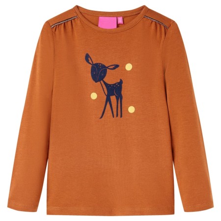 Camiseta infantil de manga larga color coñac 92 de , Camisetas para niños - Ref: Foro24-13524, Precio: 9,51 €, Descuento: %