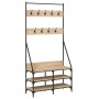 Coat rack with Sonoma oak shoe rack 90x34x184 cm by , Dresser Organizers and Bar Hangers - Ref: Foro24-837833, Price: 84,46 €...