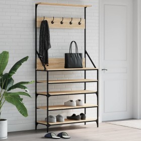 Coat rack with Sonoma oak shoe rack 90x34x184 cm by , Dresser Organizers and Bar Hangers - Ref: Foro24-837878, Price: 101,99 ...