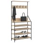 Garderobe mit Schuhregal aus Sonoma-Eiche 90x34x184 cm von , Kommoden-Organizer und Bar-Kleiderbügel - Ref: Foro24-837878, Pr...