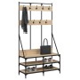 Garderobe mit Schuhregal aus Sonoma-Eiche 100x40x184 cm von , Kommoden-Organizer und Bar-Kleiderbügel - Ref: Foro24-837838, P...