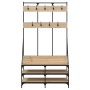 Garderobe mit Schuhregal aus Sonoma-Eiche 100x40x184 cm von , Kommoden-Organizer und Bar-Kleiderbügel - Ref: Foro24-837838, P...