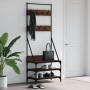 Coat rack with brown oak shoe rack 70x40x184 cm by , Dresser Organizers and Bar Hangers - Ref: Foro24-837846, Price: 72,13 €,...