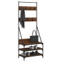 Coat rack with brown oak shoe rack 70x40x184 cm by , Dresser Organizers and Bar Hangers - Ref: Foro24-837846, Price: 71,54 €,...