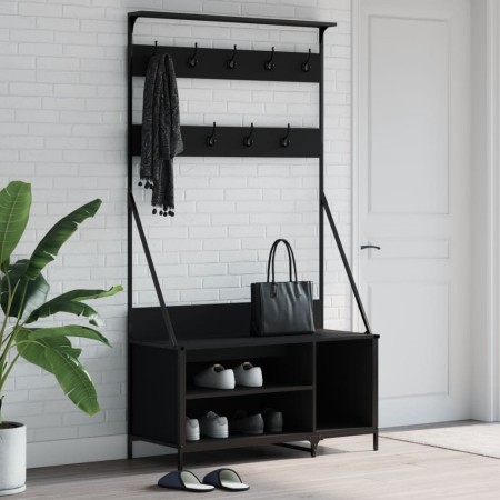 Coat rack with black shoe rack 100x41x184 cm by , Dresser Organizers and Bar Hangers - Ref: Foro24-837867, Price: 100,99 €, D...