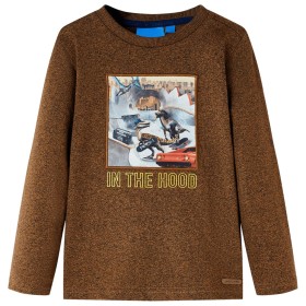 Camiseta infantil de manga larga color coñac mélange 140 de , Camisetas para niños - Ref: Foro24-12833, Precio: 9,99 €, Descu...