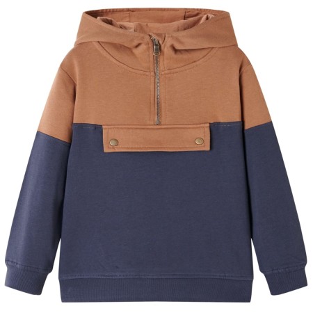 Kinder-Kapuzensweatshirt mit halbem Reißverschluss, Anthrazit-Cognac 128 von , Kinder-T-Shirts - Ref: Foro24-13477, Preis: 12...