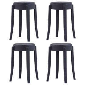 Stackable stools 4 units black plastic by vidaXL, Kitchen stools - Ref: Foro24-247278, Price: 85,99 €, Discount: %