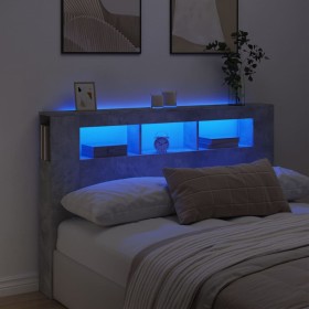 Cabecero LED madera ingeniería gris hormigón 160x18,5x103,5 cm de , Cabeceros y pies de cama - Ref: Foro24-837354, Precio: 92...