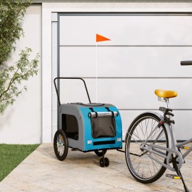 Bicycle pet trailer, iron frame, Oxford fabric in blue and grey. by , pet strollers - Ref: Foro24-93855, Price: 105,99 €, Dis...