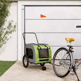 Pet Bicycle Trailer Iron Oxford Cloth Green Gray by , pet strollers - Ref: Foro24-93857, Price: 111,99 €, Discount: %