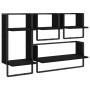 Wall shelves with 4 pieces of engineered wood and black bars by , Shelves and shelves - Ref: Foro24-836308, Price: 43,48 €, D...