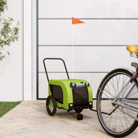 Pet Bicycle Trailer Iron Oxford Cloth Green Black by , pet strollers - Ref: Foro24-94018, Price: 101,99 €, Discount: %