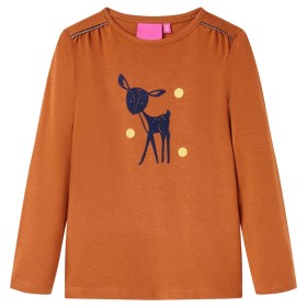 Camiseta infantil de manga larga color coñac 140 de , Camisetas para niños - Ref: Foro24-13528, Precio: 9,51 €, Descuento: %