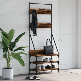 Coat rack with smoked oak shoe rack 72x34x184 cm by , Dresser Organizers and Bar Hangers - Ref: Foro24-837829, Price: 56,14 €...