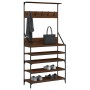 Coat rack with brown oak shoe rack 90x34x184 cm by , Dresser Organizers and Bar Hangers - Ref: Foro24-837881, Price: 101,80 €...