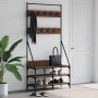 Coat rack with brown oak shoe rack 90x34x184 cm by , Dresser Organizers and Bar Hangers - Ref: Foro24-837836, Price: 68,66 €,...