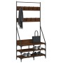 Coat rack with brown oak shoe rack 90x34x184 cm by , Dresser Organizers and Bar Hangers - Ref: Foro24-837836, Price: 68,66 €,...