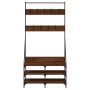 Coat rack with brown oak shoe rack 90x34x184 cm by , Dresser Organizers and Bar Hangers - Ref: Foro24-837836, Price: 68,66 €,...