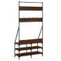 Coat rack with brown oak shoe rack 90x34x184 cm by , Dresser Organizers and Bar Hangers - Ref: Foro24-837836, Price: 68,66 €,...