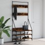 Coat rack with smoked oak shoe rack 90x34x184 cm by , Dresser Organizers and Bar Hangers - Ref: Foro24-837834, Price: 66,34 €...