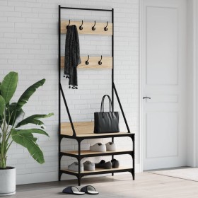 Coat rack with Sonoma oak shoe rack 70x40x184 cm by , Dresser Organizers and Bar Hangers - Ref: Foro24-837843, Price: 74,99 €...