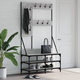 Sonoma gray coat rack with shoe rack 100x40x184 cm by , Dresser Organizers and Bar Hangers - Ref: Foro24-837855, Price: 105,0...