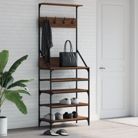 Coat rack with brown oak shoe rack 70x34x184 cm by , Dresser Organizers and Bar Hangers - Ref: Foro24-837876, Price: 88,68 €,...