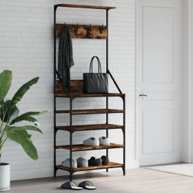 Coat rack with smoked oak shoe rack 70x34x184 cm by , Dresser Organizers and Bar Hangers - Ref: Foro24-837874, Price: 88,99 €...