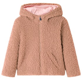 Kinderjacke mit Kapuze aus Kunstfell in hellem Cognac-Lammfell 128 von , Oberbekleidung für Kinder - Ref: Foro24-13872, Preis...