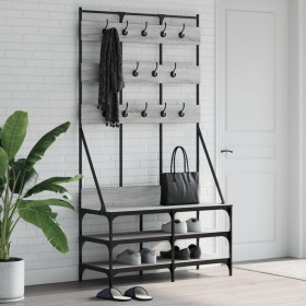 Sonoma gray coat rack with shoe rack 100x40x184 cm by , Dresser Organizers and Bar Hangers - Ref: Foro24-837860, Price: 114,3...