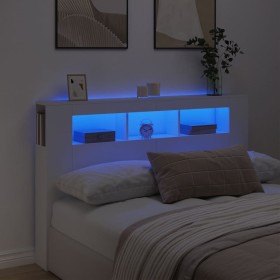 Cabecero con LED madera de ingeniería blanco 160x18,5x103,5 cm de , Cabeceros y pies de cama - Ref: Foro24-837351, Precio: 10...